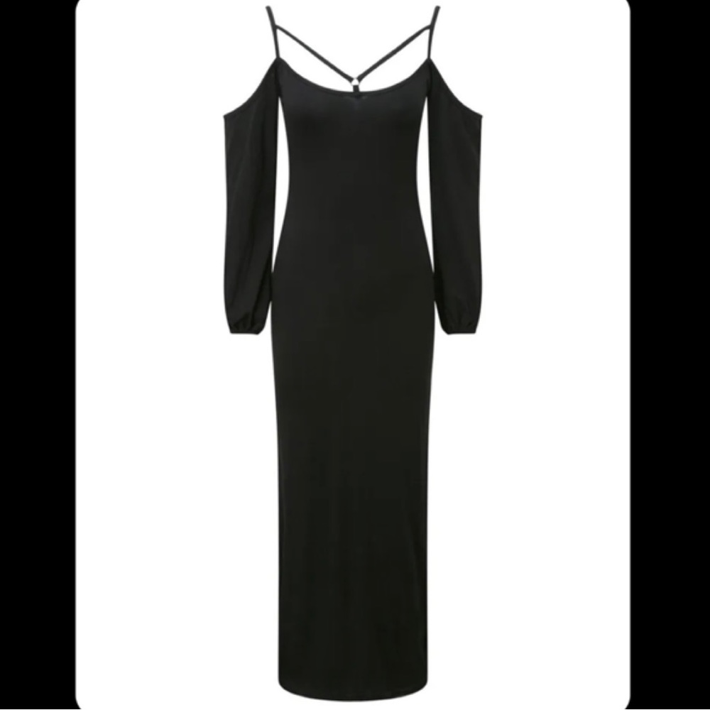 Killstar Strappy Cold Shoulder Dress w Slit medium - Picture 12 of 12